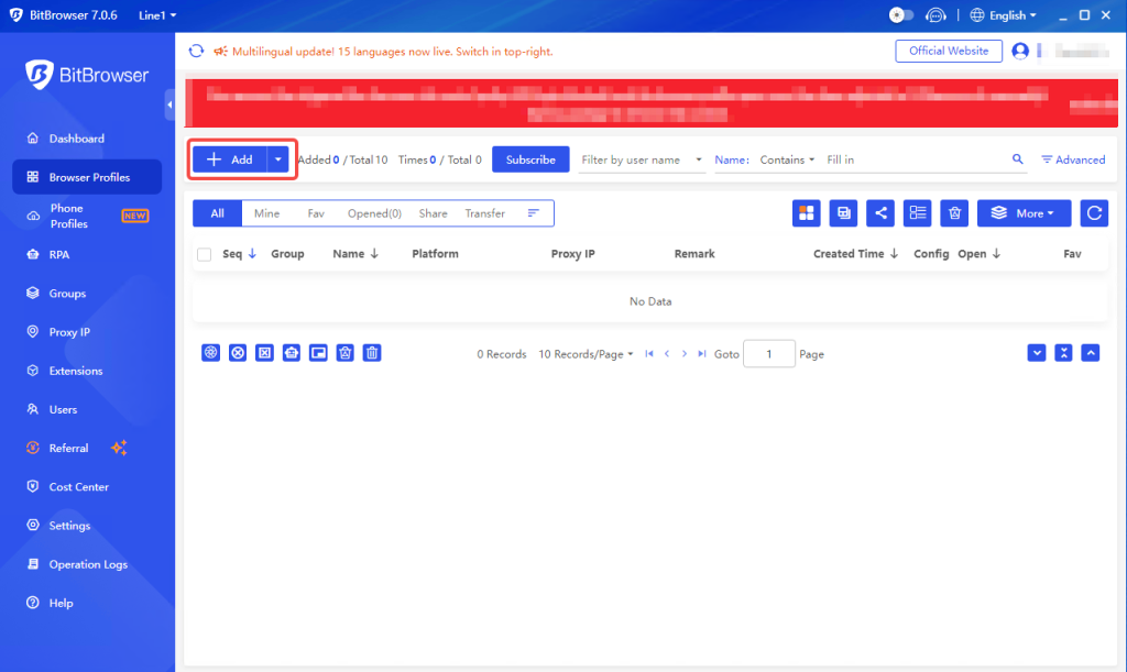 Create a Browser Profile